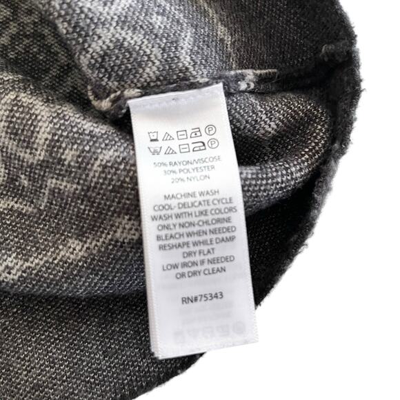 Joie Gray Black Mock Turtleneck Fair Isle Geometric Knit Pullover Sweater Sz XL - Picture 8 of 8